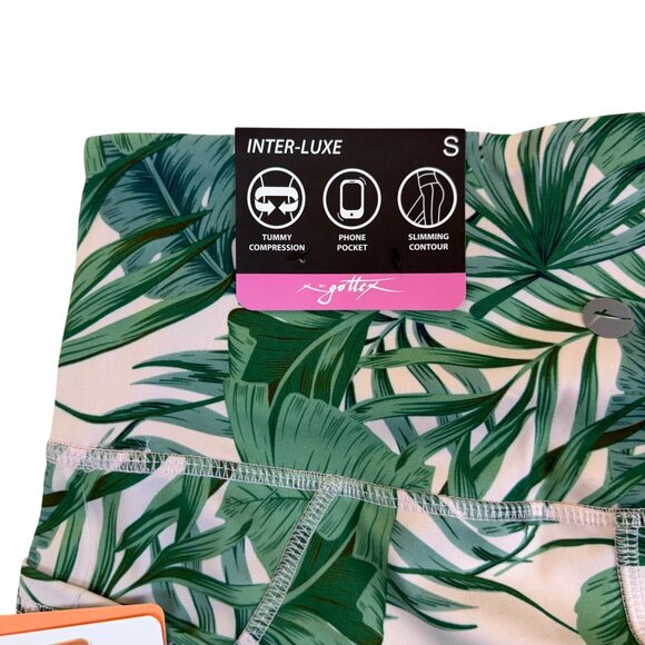 Gottex Women’s Green Leaf Print High-Waist Shorts With Pockets Size S - New - Picture 5 of 9